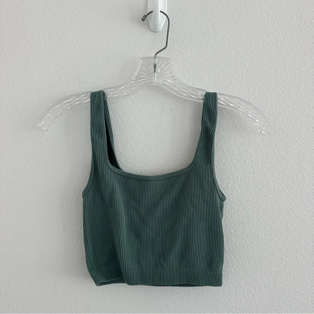 Zara Limitless Contour Collection Seamless Square Neck Crop Tank and Biker Short